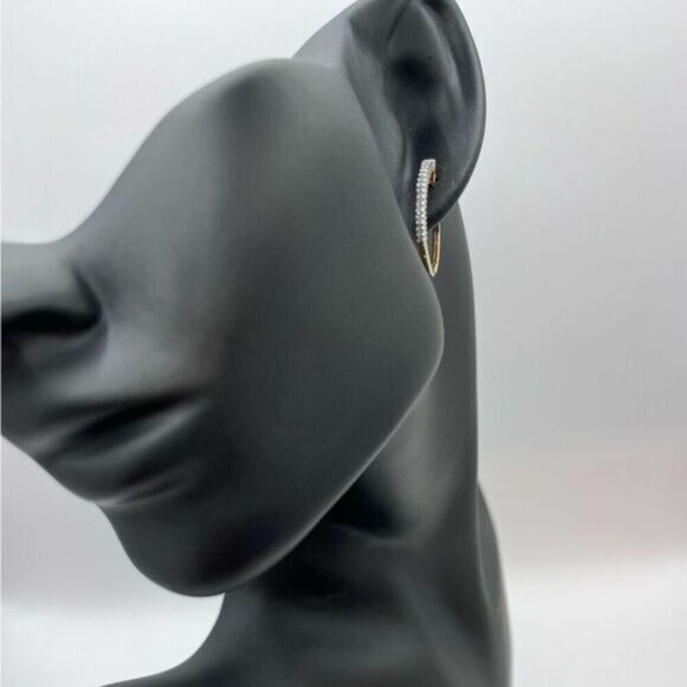 Natural Diamond 14k Gold Plated Hoop Earrings